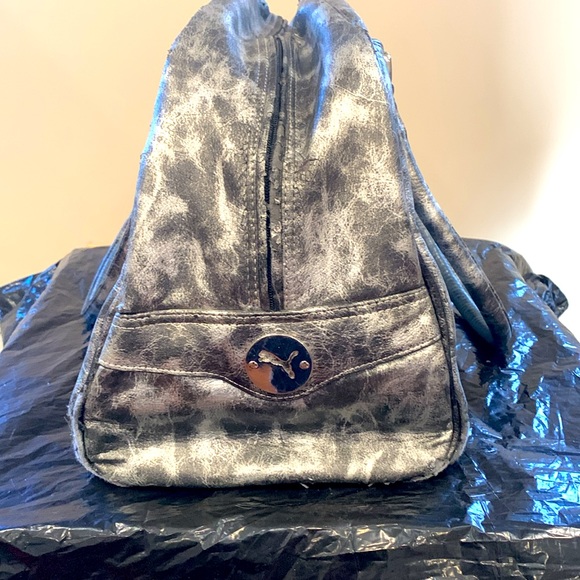 Vintage Puma bag with handles faux leather cheetah silver/black print - Picture 3 of 5